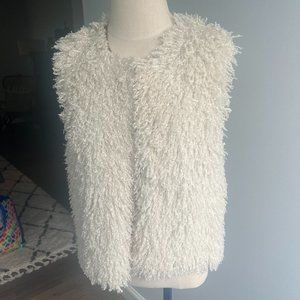 Mystree Faux Fur Shag Vest Super Soft Lined Cream Women Size Medium